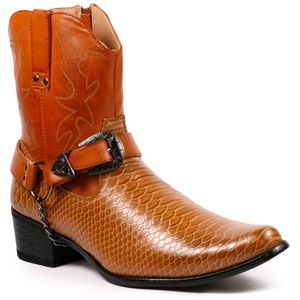 Men's Belt Buckle Chain Strap Western Cowboy Boot
